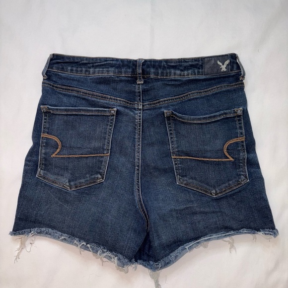 American Eagle Size 12 Dark Wash Super Hi Rise Shortie Super Stretch Jean Shorts - Picture 8 of 8